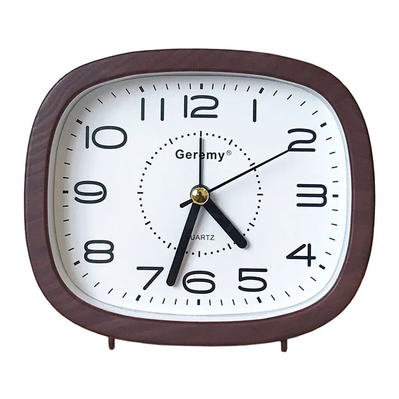 Simple retro imitation wood grain alarm clock - home desktop square clock ornament - student large digit bedside clock Peaceful Pleasures Health and Wellness