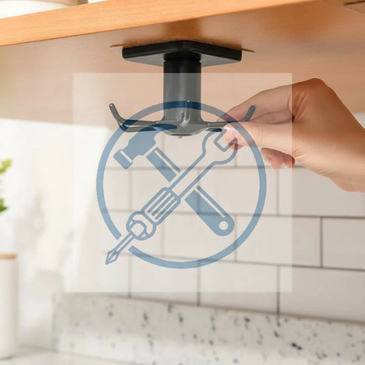 Under-Cabinet Utensil Hanger – 6 Rotating Hooks, No Drill Cabinet Utensil Hanger Peaceful Pleasures Health and Wellness
