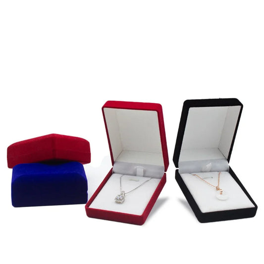Square Velvet Necklace Box – Pendant Gift & Storage Case Velvet Jewelry Box Oasis Select