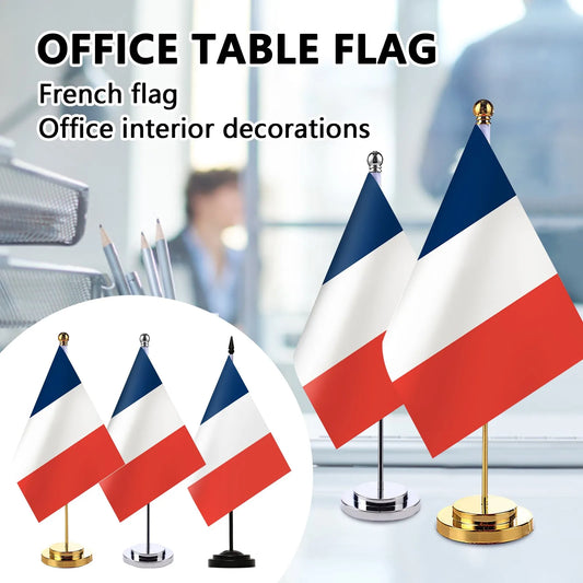 France Table Flag with Stand | 14x21cm Desktop Desk Flag Desk Table Flag Peaceful Pleasures Health and Wellness