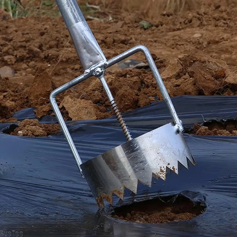 Heavy Duty Mulch Film Hole Puncher – Adjustable Garden Dibber