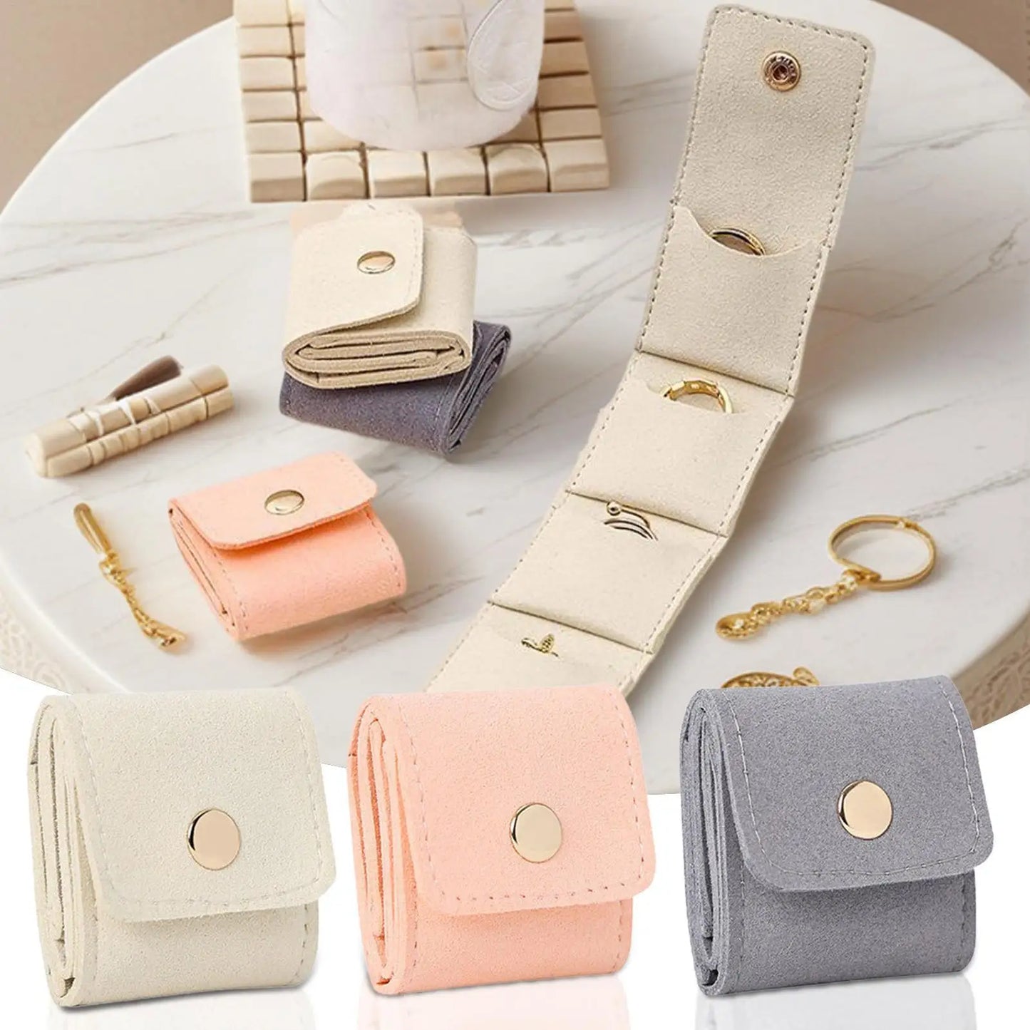 Foldable Travel Jewelry Organizer Case | Buckle Pouch & Dividers