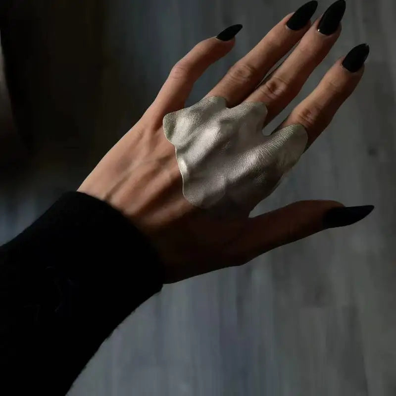 Minimalist Pleated Adjustable Knuckle Ring – Silver Tone