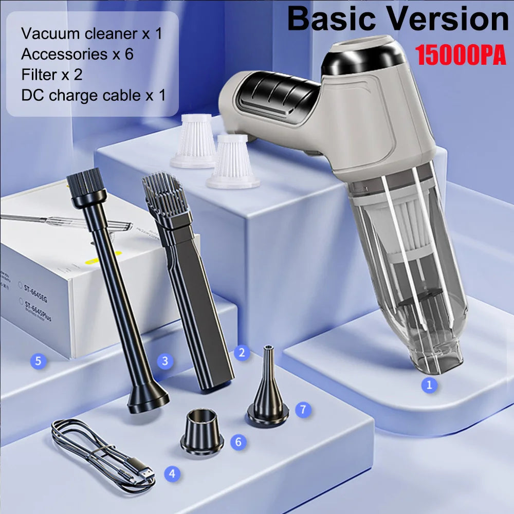 Car Vacuum Cleaner 95000PA Strong Suction Handheld Wireless Vacuum Cleaner for Car Household Portable Vacuum Cleaner Blower Peaceful Pleasures Health and Wellness Basic 2Filter