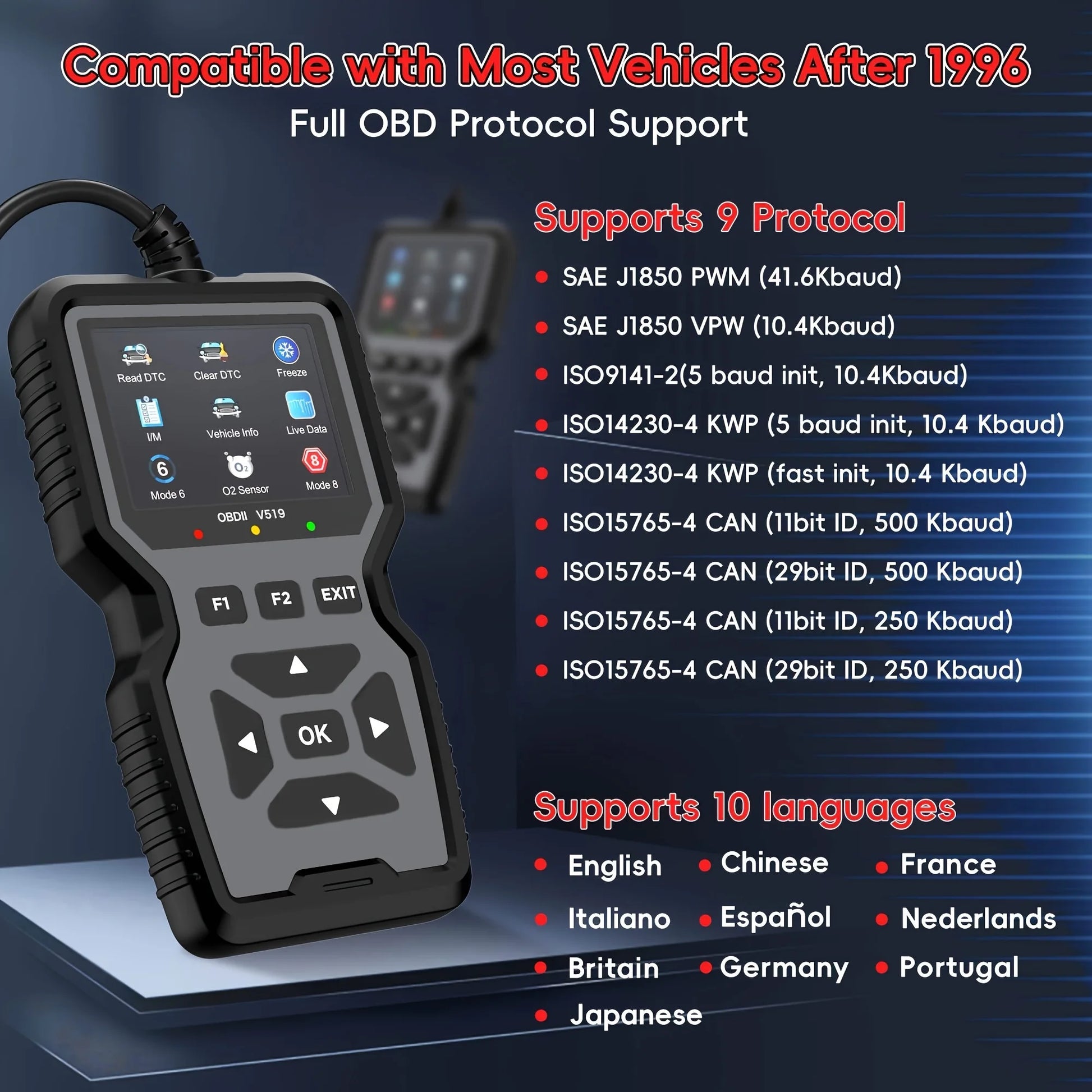 Professional Obd2 Scanner, Enhanced Engine Fault Code Reader and Reset Tool, Suitable for Advanced Obdii/Eobd Automotive Diagnostic Scanners for Mode 6/Mode 8 Vehicles Manufactured after 1996, No Battery Required Peaceful Pleasures Health and Wellness
