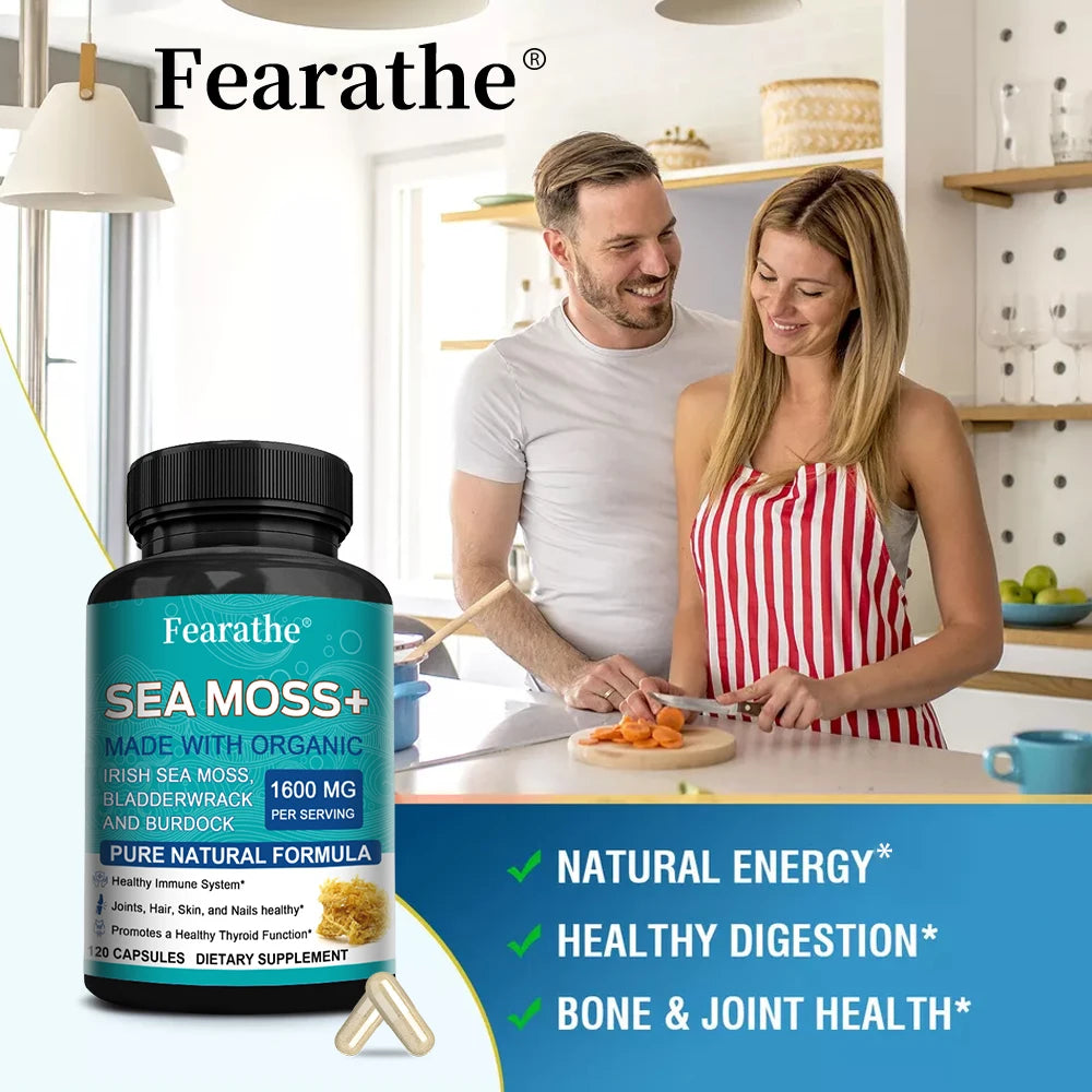 Organic Sea Moss Capsule for Intestinal Health & Immune Support Skin, Joint Health Support, Intestinal Cleansing - 120 Capsules Peaceful Pleasures Health and Wellness