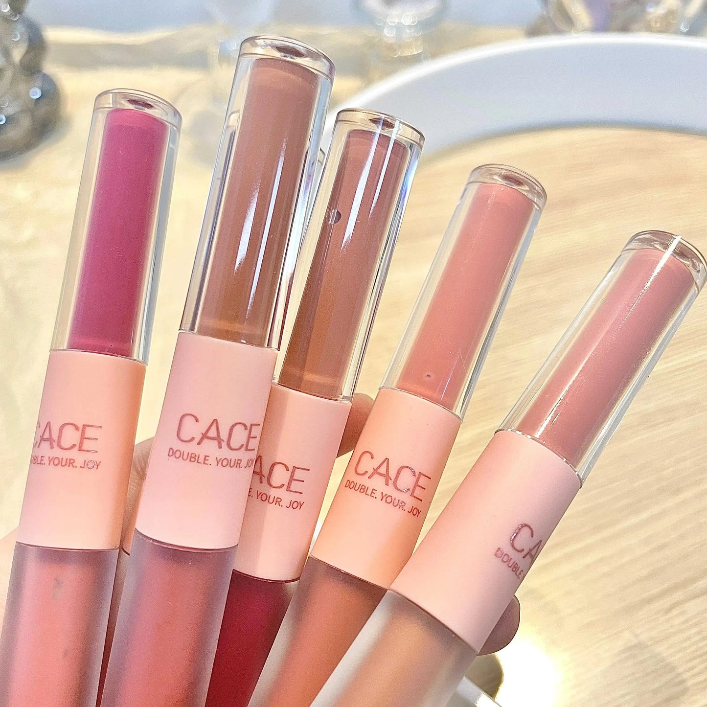 CACE Double Head Lip Gloss & Matte Lipstick | Waterproof Glaze