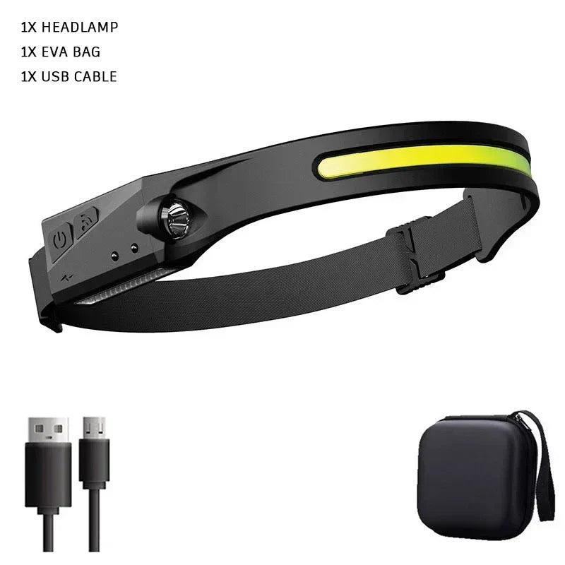 COB LED Rechargeable Headlamp – 5 Modes, Sensor, IPX4 | ZHIYU