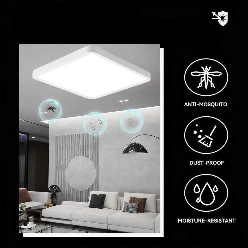 RUNTOIN 24W–36W Square LED Flush Mount Ceiling Light | Modern