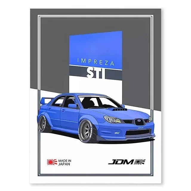 JDM GTR Sports Car Canvas Wall Art Poster | Boys Room Decor