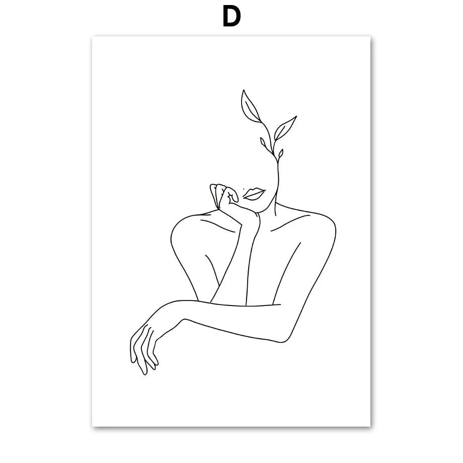 Abstract Woman Face Line Art Canvas Print | Nordic Minimalist