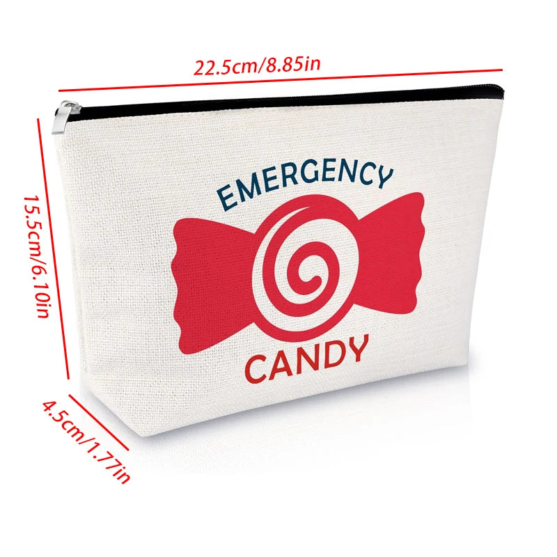 Emergency Candy Canvas Makeup Bag | Travel Cosmetic Organizer Travel Cosmetic Bag Peaceful Pleasures Health and Wellness B 15.5x22.5x4.5cm
