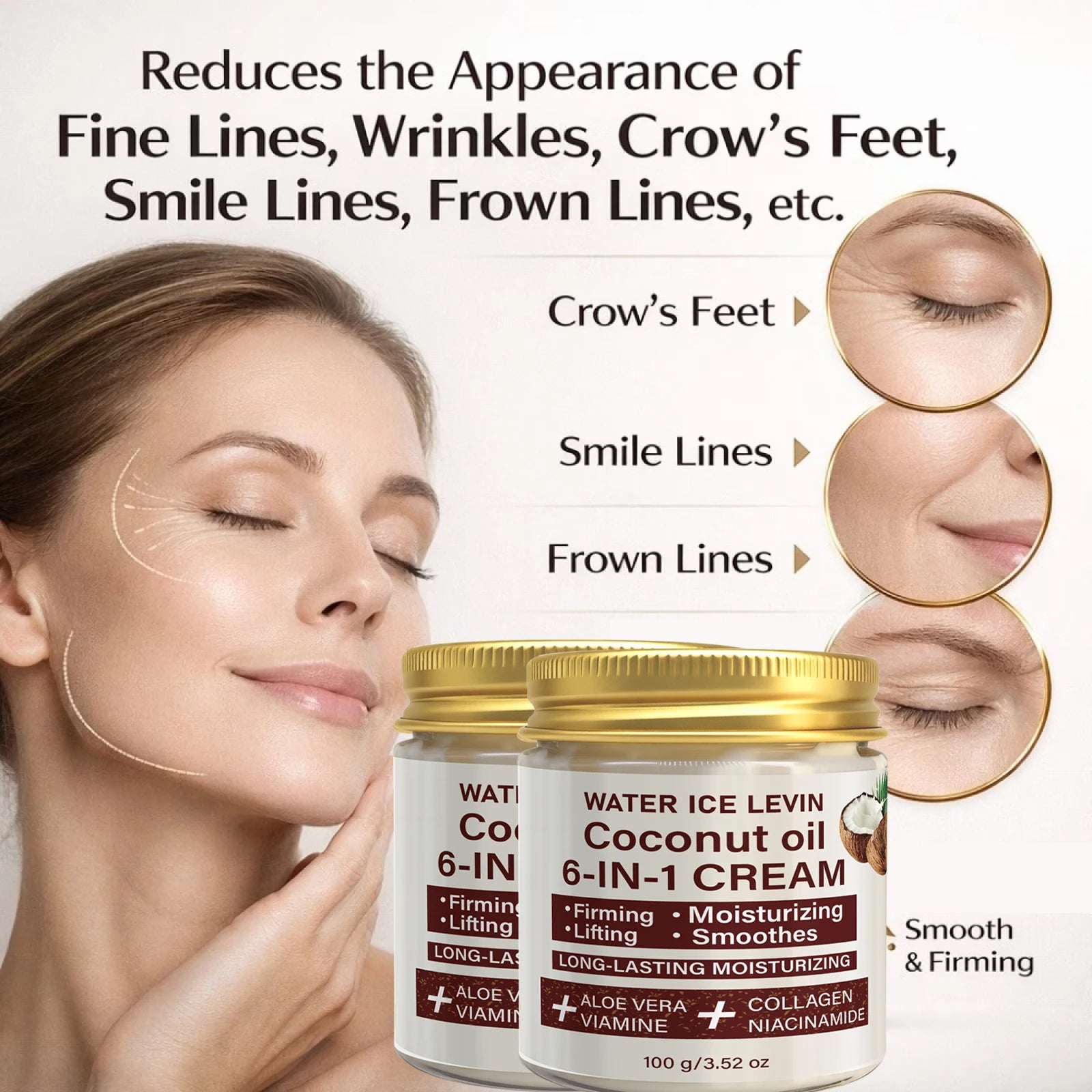 Coconut Oil 6-in-1 Face Cream | Collagen & Aloe Vera 100g Face Moisturizer Cream Peaceful Pleasures Health and Wellness