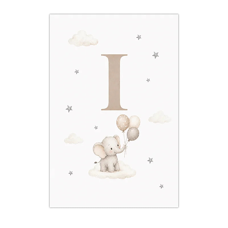 Custom Alphabet Wall Art Cute Animal Letter Canvas Painting Nursery Poster Print For Kids Room Wall Decor Peaceful Pleasures Health and Wellness I 15x20cm No Frame China Mainland