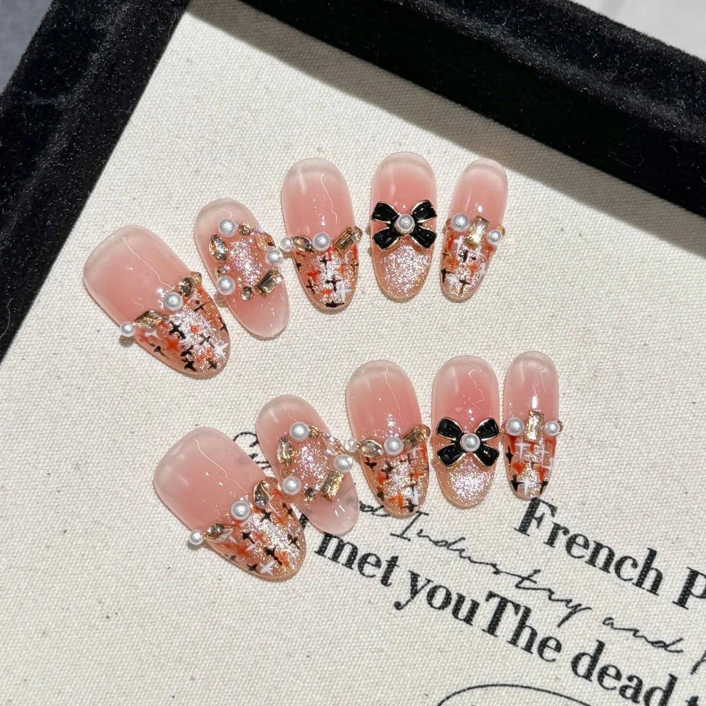 French Cat Eye Press-On Nails | Pearl Bridal False Nail Tips