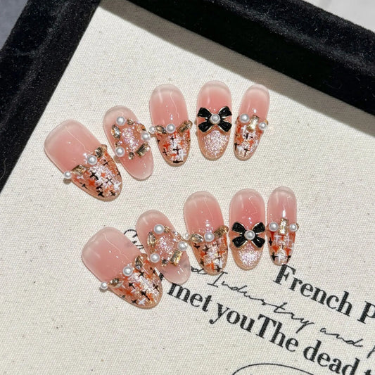 French Cat Eye Press-On Nails | Pearl Bridal False Nail Tips Press-On Nail Tips Peaceful Pleasures Health and Wellness L 1