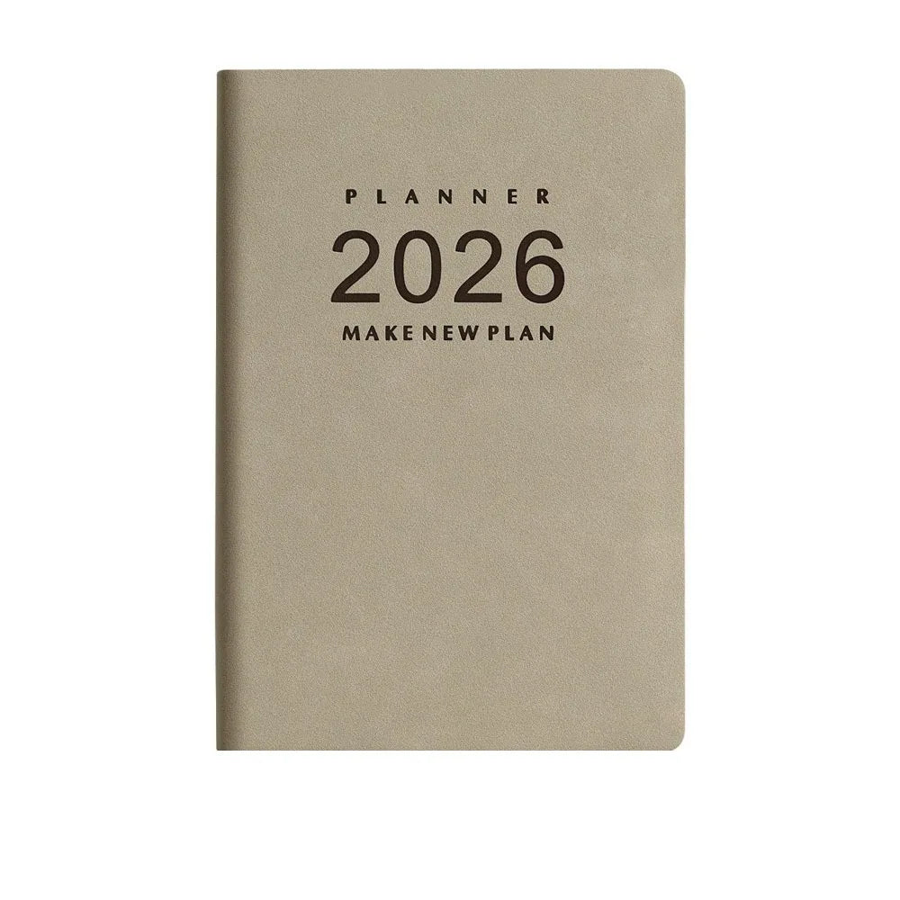Wear-resistant 2026 Schedule Planner Task Priority Thick Paper A5 Daily Planner Notebook Efficient Time Organizer Peaceful Pleasures Health and Wellness Khaki