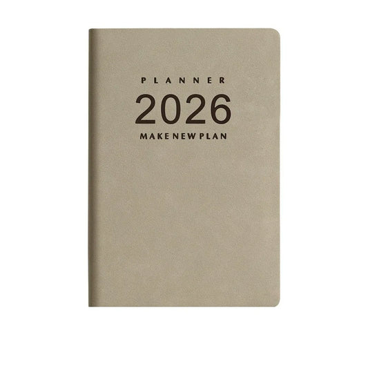 Wear-resistant 2026 Schedule Planner Task Priority Thick Paper A5 Daily Planner Notebook Efficient Time Organizer Peaceful Pleasures Health and Wellness Khaki