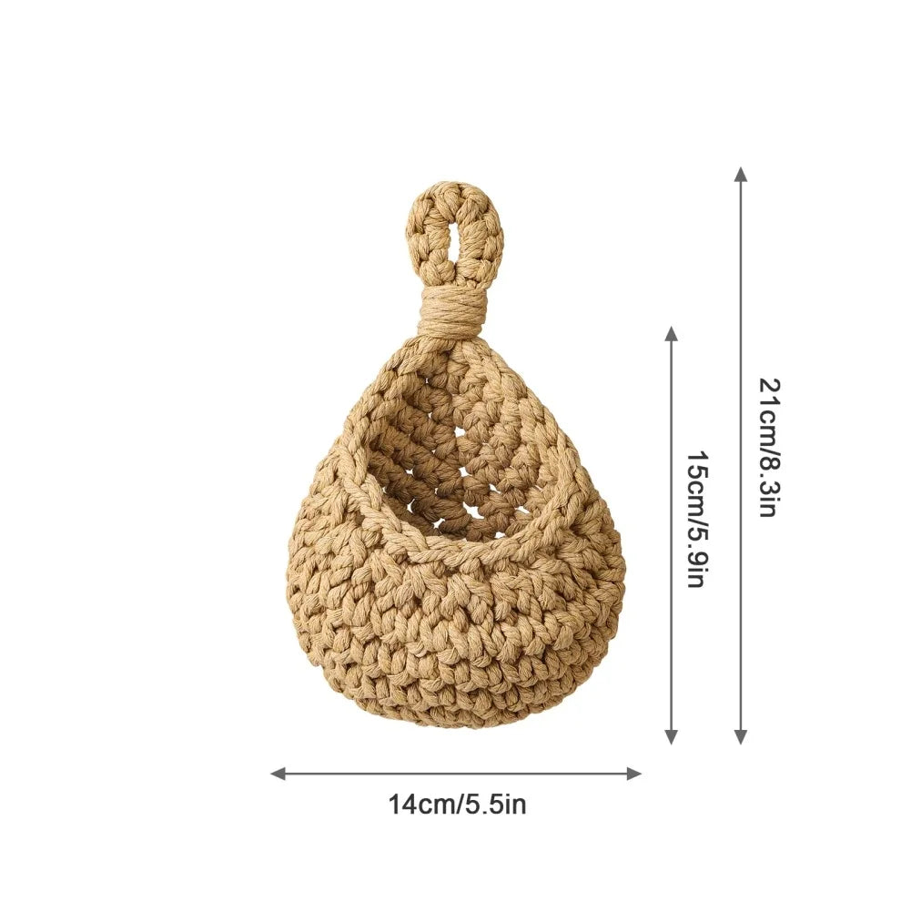 Fruit Vegetable Basket XS-2XL Handwoven Wall Hanging Teardrop Plant Basket Kitchen Table Wall Hanging Storage Basket Container Peaceful Pleasures Health and Wellness XS