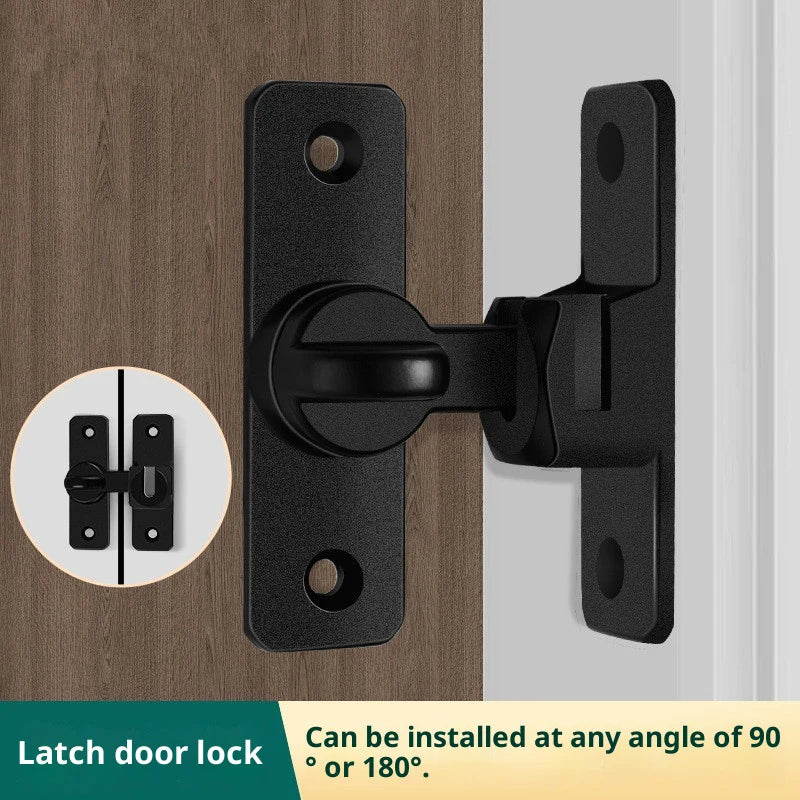 New Punch-free Hasp Latch Door Lock Black Cabinet Locks Kids Safety Lock Sliding Door Anti-pried Hook Lock Hardware Peaceful Pleasures Health and Wellness