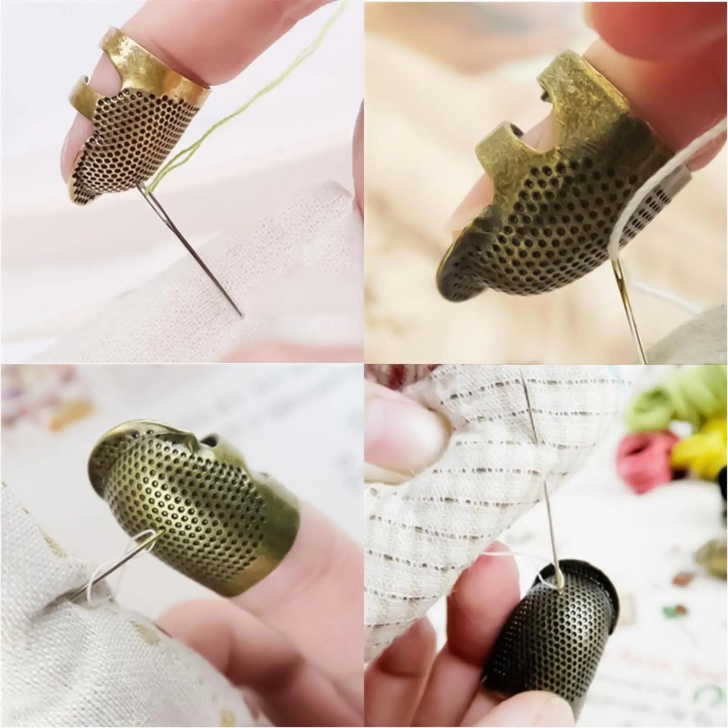 2-Pack Adjustable Metal Sewing Thimbles – Embroidery & Quilting
