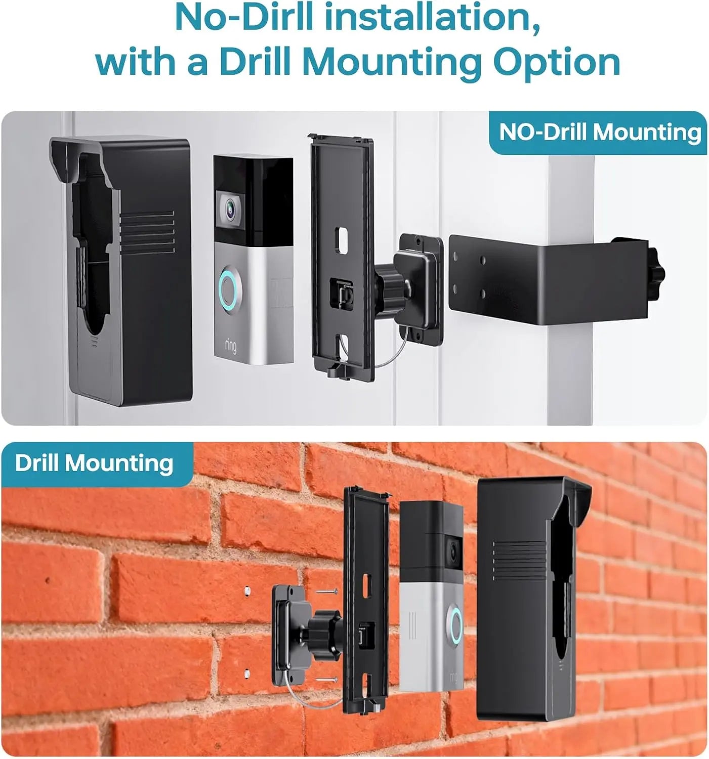 No-Drill Anti-Theft Doorbell Mount – 360° Adjustable Wireless Camera Holder Peaceful Pleasures Health and Wellness