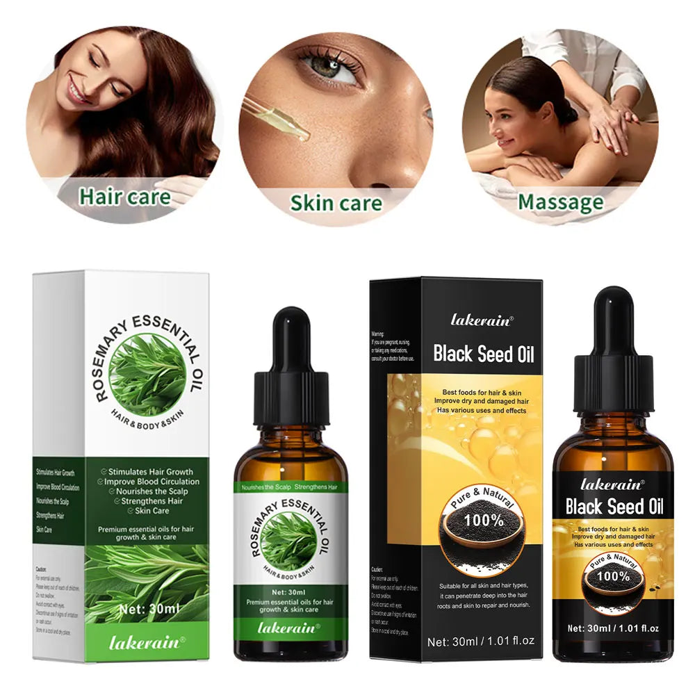 30ml Natural Essential Oils Plant Extract Serum Massage Oil For Hair Skin Body Relax Black Seed Oil Rosemary Oil 1 Bottle Peaceful Pleasures Health and Wellness