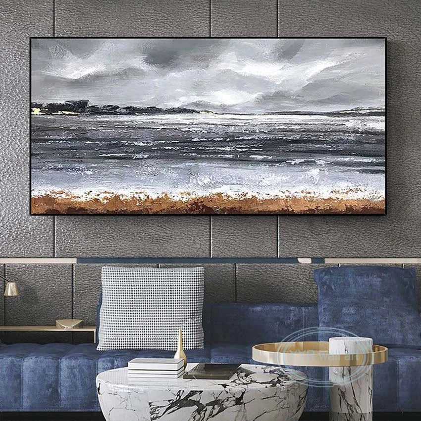 Nordic Abstract Hand-Painted Canvas Wall Art | Frameless Oil Canvas Wall Painting Peaceful Pleasures Health and Wellness
