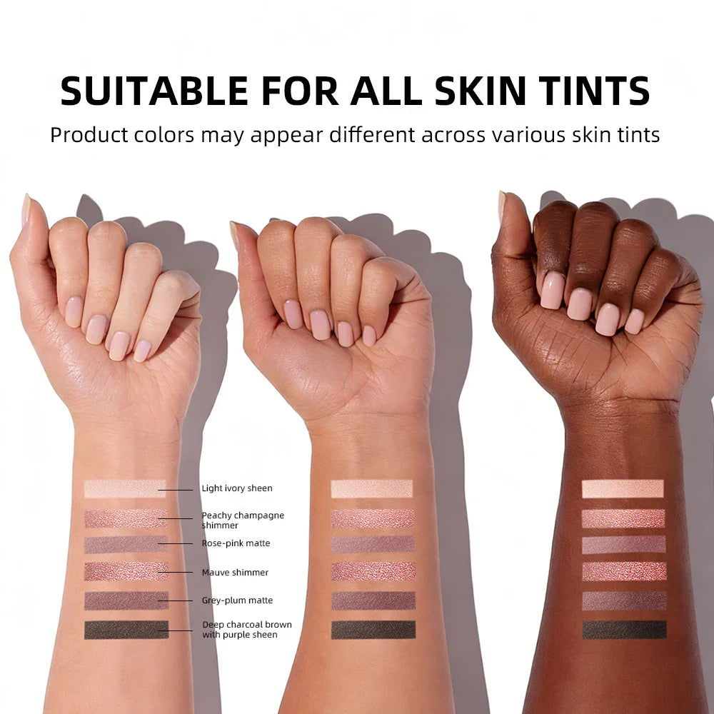 Lakerain 6-Color Neutral Eyeshadow Palette – Matte & Shimmer