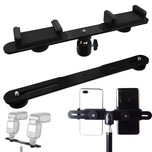 1/4" Dual Flash Bracket Extension Bar for DSLR & LED Stands Camera Flash Bracket Oasis Select