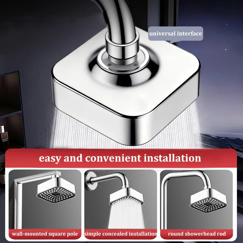 4" Square Rain Shower Head – Water-Saving Removable Sprayer
