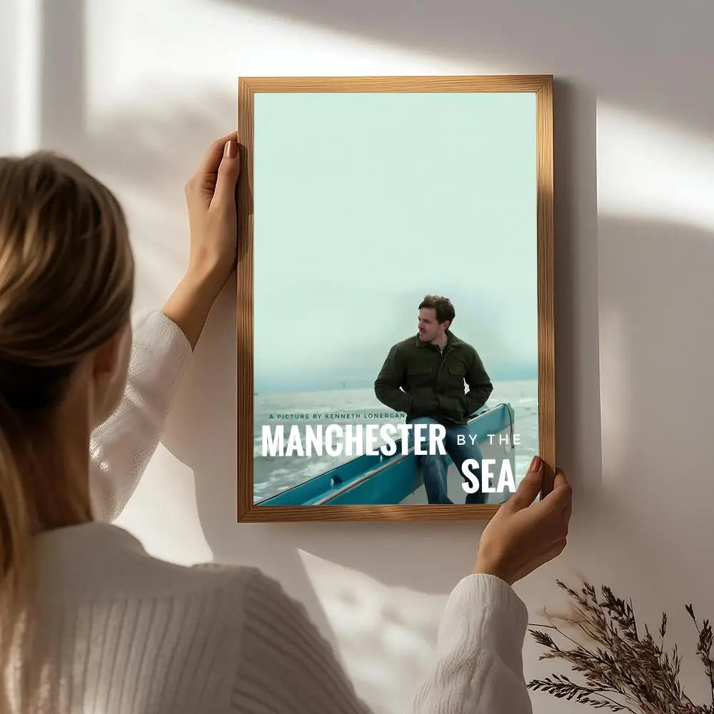 Movie M-Manchester by the Sea Poster HD Self Adhesive Waterproof Wall Art Ideal for Home Office Dorm Bedroom Great Gift Peaceful Pleasures Health and Wellness White5 50X70cmNoframe