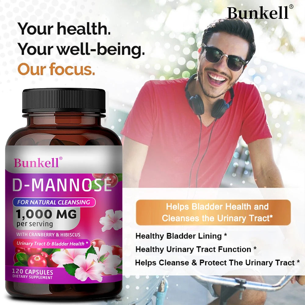 D-Mannose 1000mg Capsules - Cranberry, Hibiscus, Urinary Tract Health, Bladder Support, UTI Defense, Natural Cleansing & Detox Peaceful Pleasures Health and Wellness