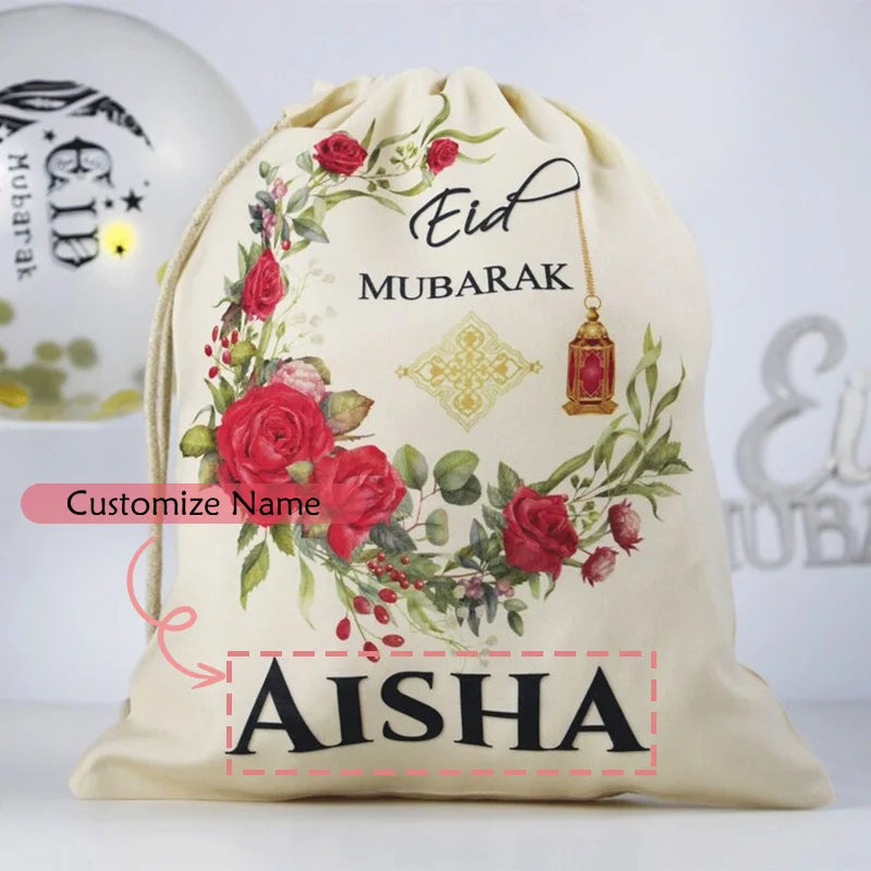 Personalised Eid Mubarak Drawstring Gift Sack | Ramadan Kids Bag