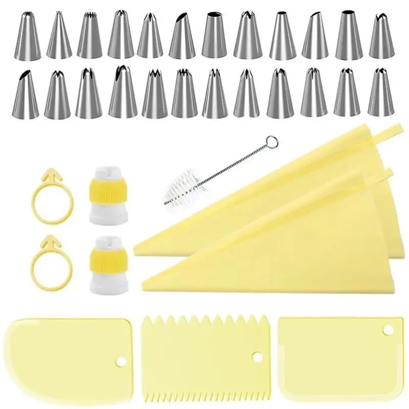 34-Piece Stainless Steel Piping Nozzle Set & Reusable Pastry Bag Cake Decorating Set Peaceful Pleasures Health and Wellness