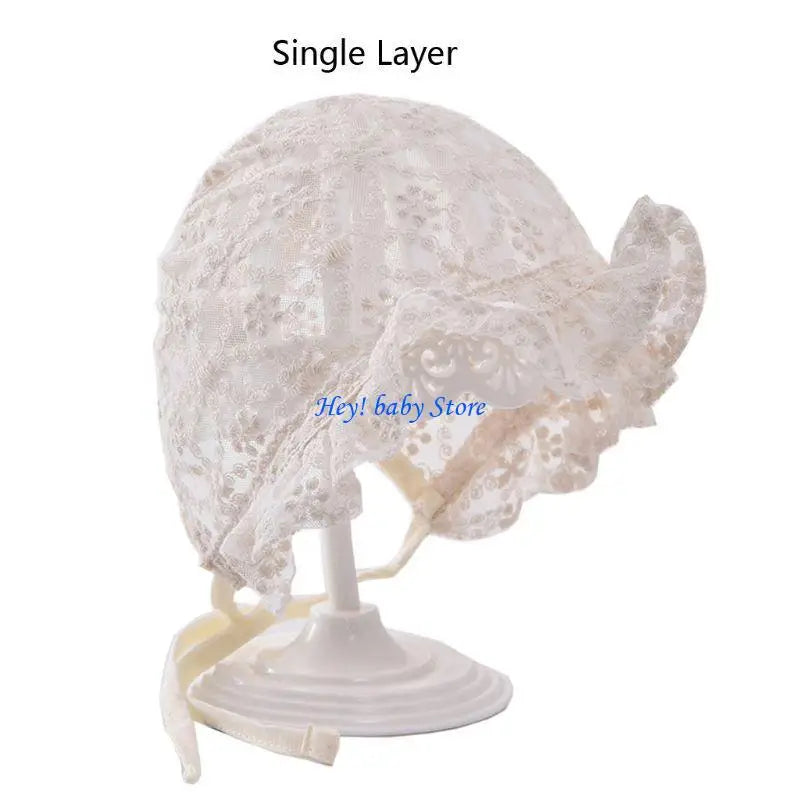 Lace Newborn Baby Sun Hat | Soft Cotton Bonnet 0–6 Months