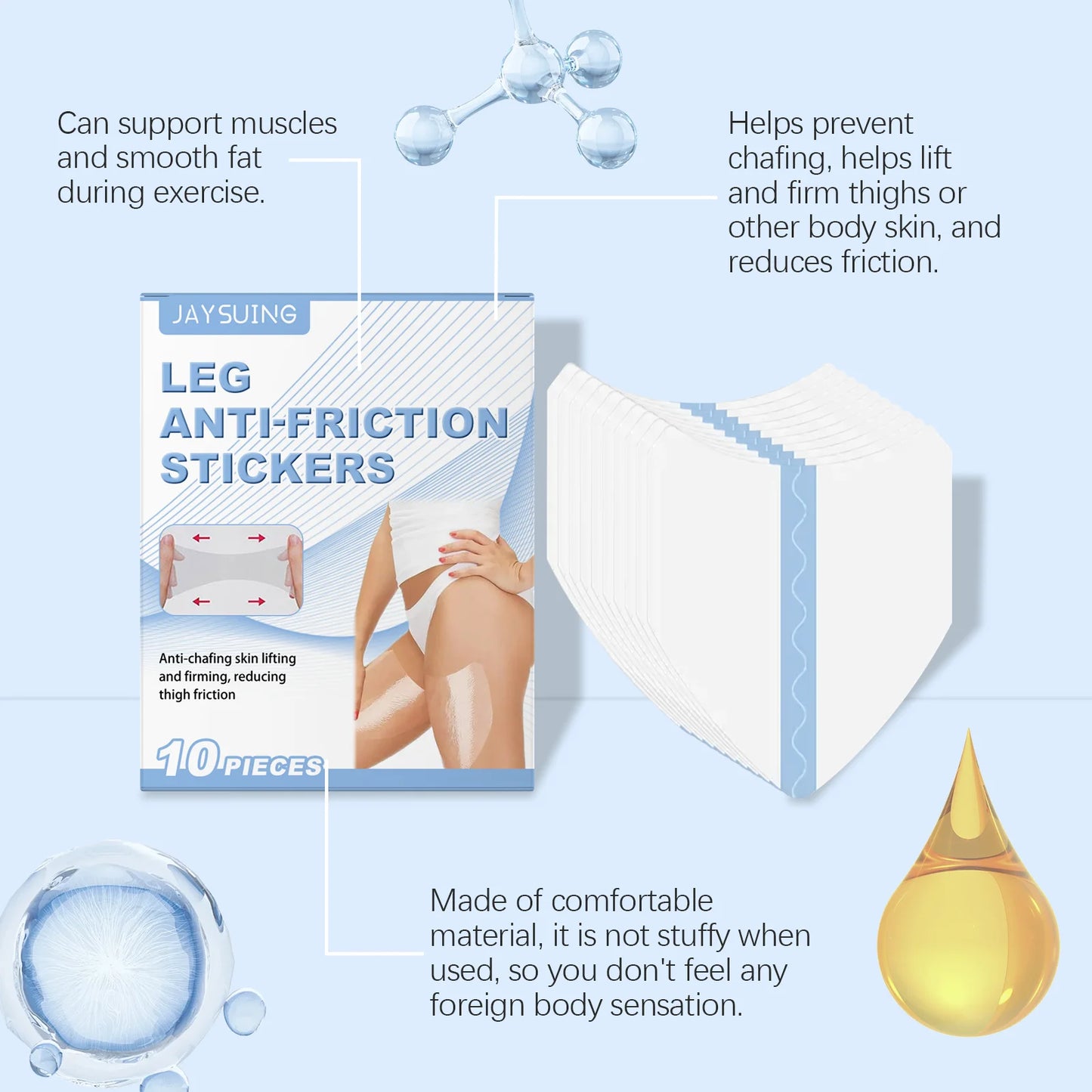 Invisible Anti-Chafing Thigh Patches – 10 Pack Waterproof