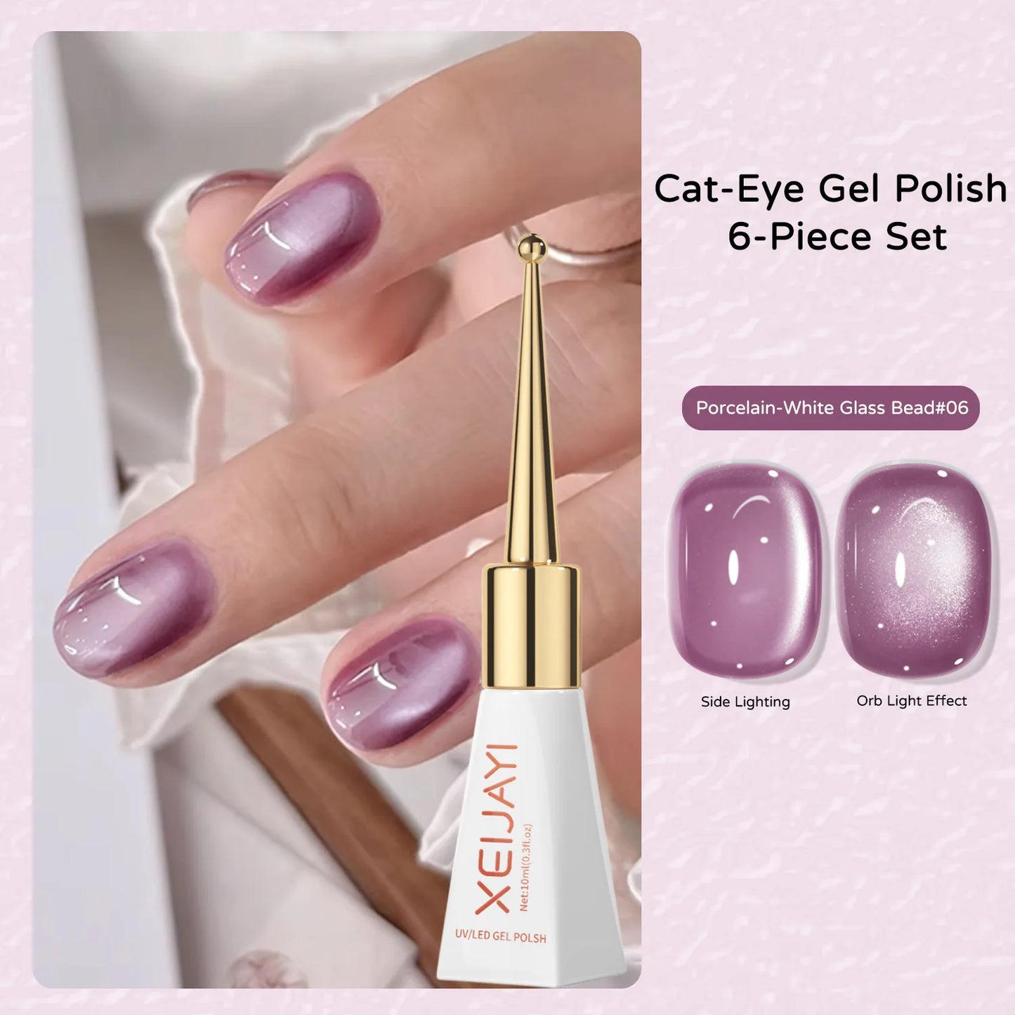 Magnetic Cat Eye Gel Polish | Glass Bead Effect, 6 Colors, 10ml