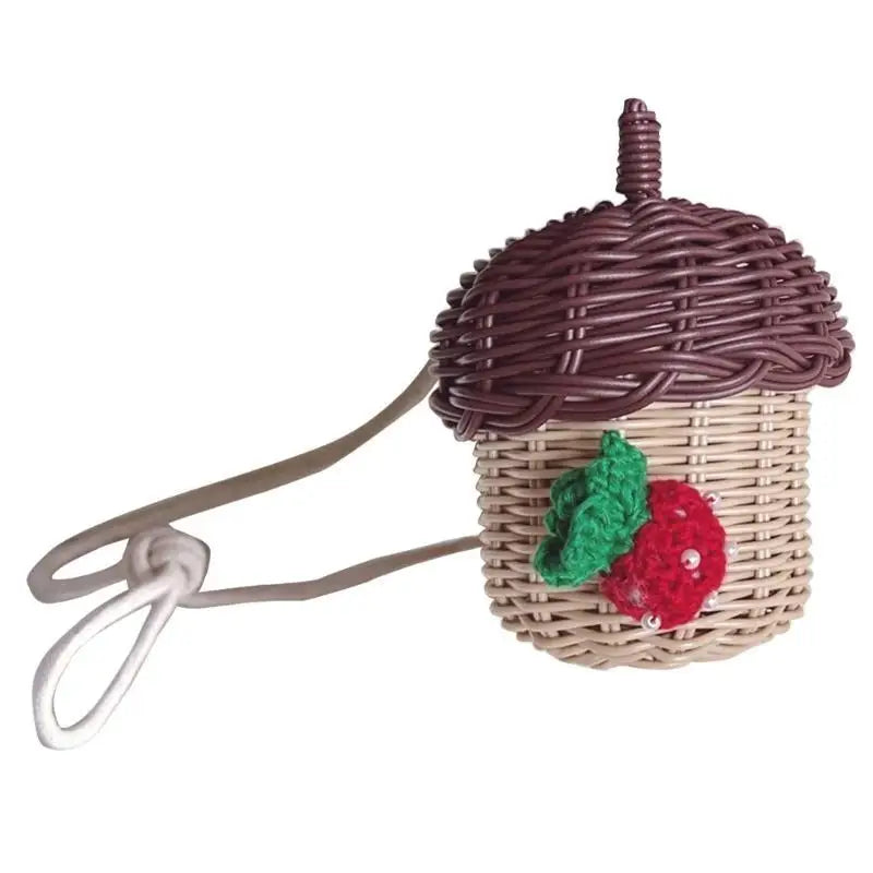 Woven Rattan Pinecone Mini Bag | Kids Baby Photo Prop