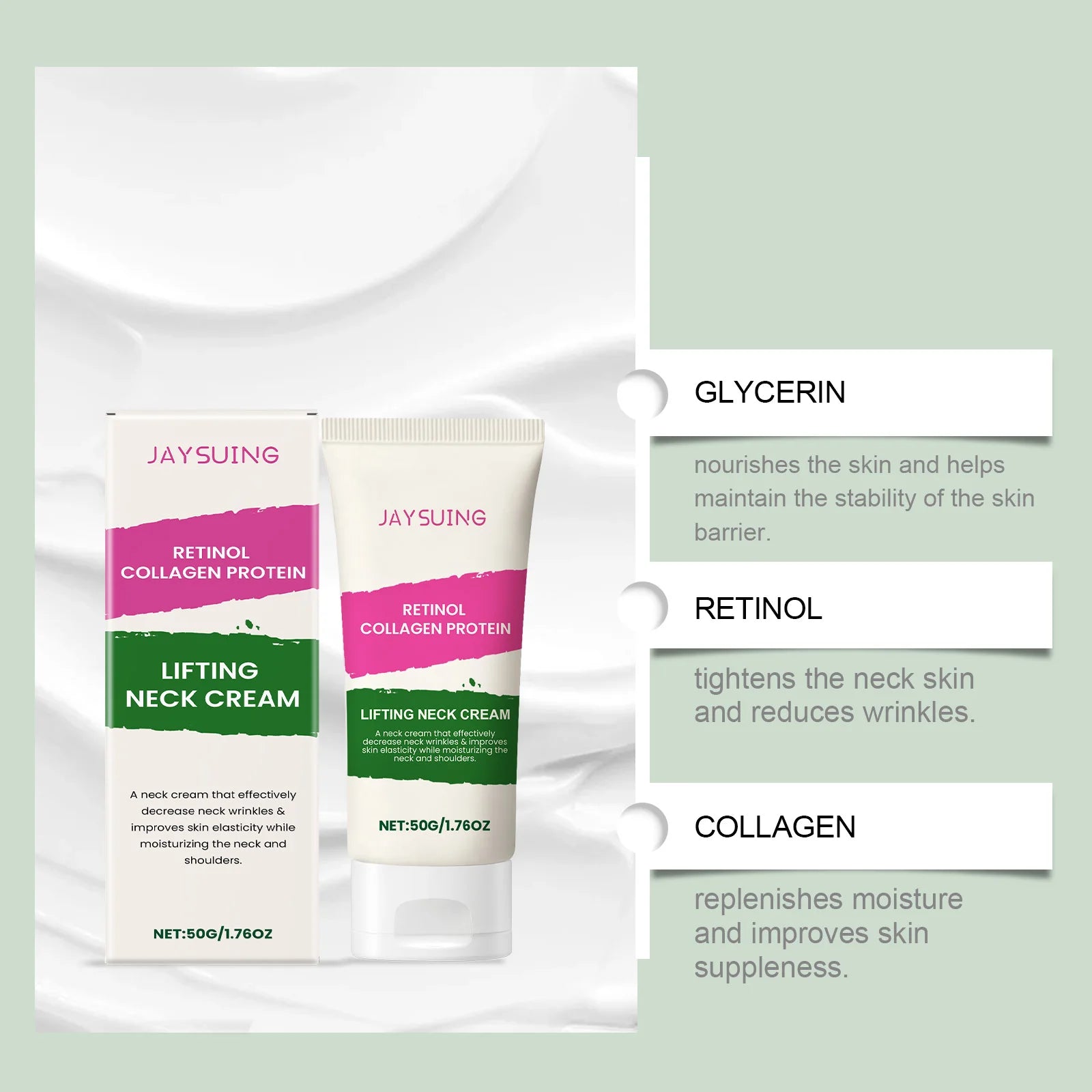 Collagen Neck Cream Anti Aging Reduces Wrinkles Lines Improve Double Chin Sagging Lifts Tightens Brighten Skin Beauty Neck Cream Peaceful Pleasures Health and Wellness