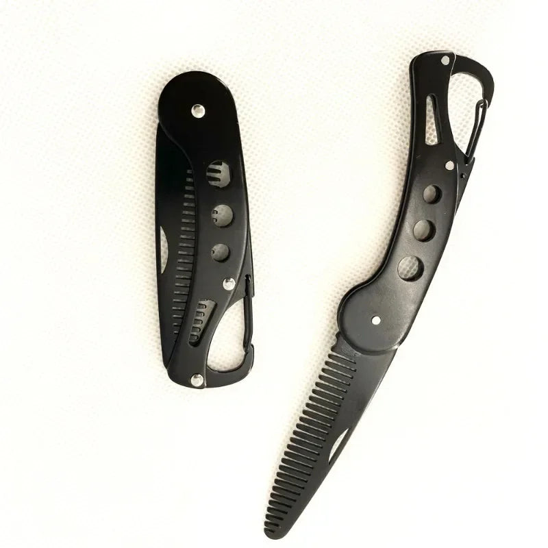 1pc Stainless Steel Folding Comb Men Beard Styling Combs Anti Static Portable Mustache Comb Multifunctional Hairdressing Tools Peaceful Pleasures Health and Wellness