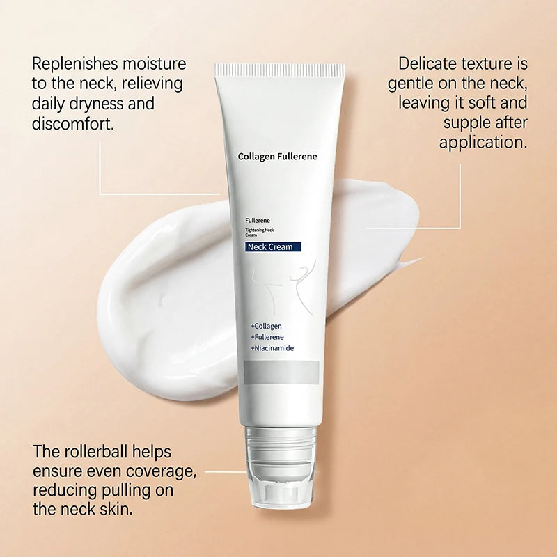 Collagen Neck Cream 50g With Roller Applicator Nourishing Skin Daily Neck Care Deeply Hydrating Moisturizer For Smoothing Skin Peaceful Pleasures Health and Wellness