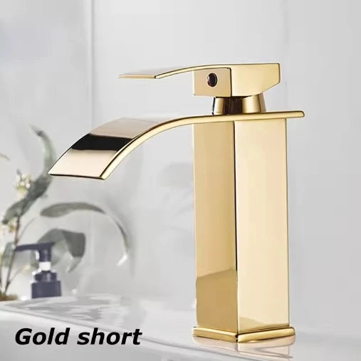Black Stainless Steel Waterfall Basin Faucet | Hot & Cold