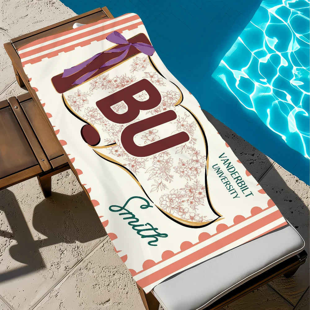 Personalized School Spirit Quick-Dry Beach Towel | 11 Sizes Quick-Dry Beach Towel Peaceful Pleasures Health and Wellness z3 STJ70x140CM