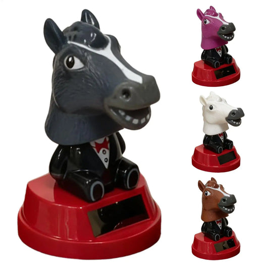 Solar Horse Bobblehead Car Dashboard Ornament | Shaking Figurine Dashboard Ornament Oasis Select