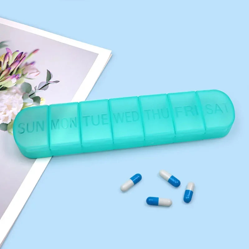 7-Day Weekly Pill Organizer | Mini Portable 7-Grid Pill Box