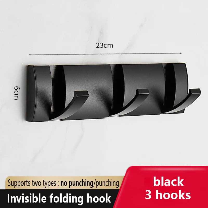 YUNJIEYA 6-Hook Folding Wall Hook Rack – Bathroom & Kitchen