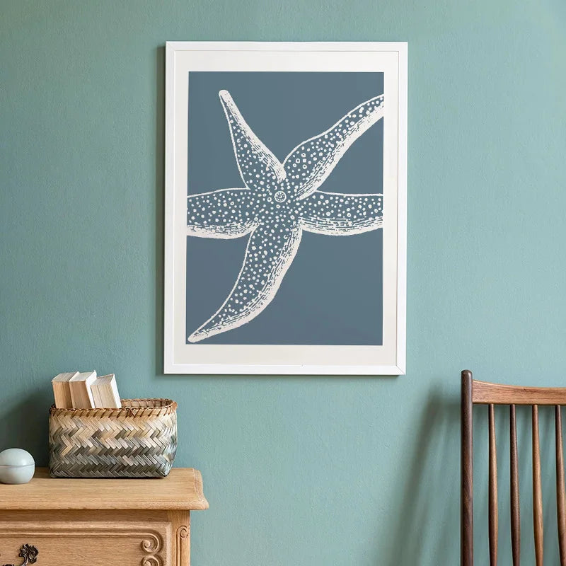 Blue Coastal Seashell Canvas Wall Art | Kids Room Ocean Decor