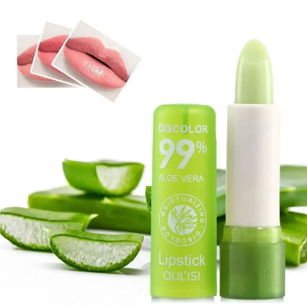Aloe Vera Magic Color-Changing Lipstick Temperature-Activated, Long-Lasting Moisturizing Lip Balm Hydration Glossy Lips Make UP Peaceful Pleasures Health and Wellness