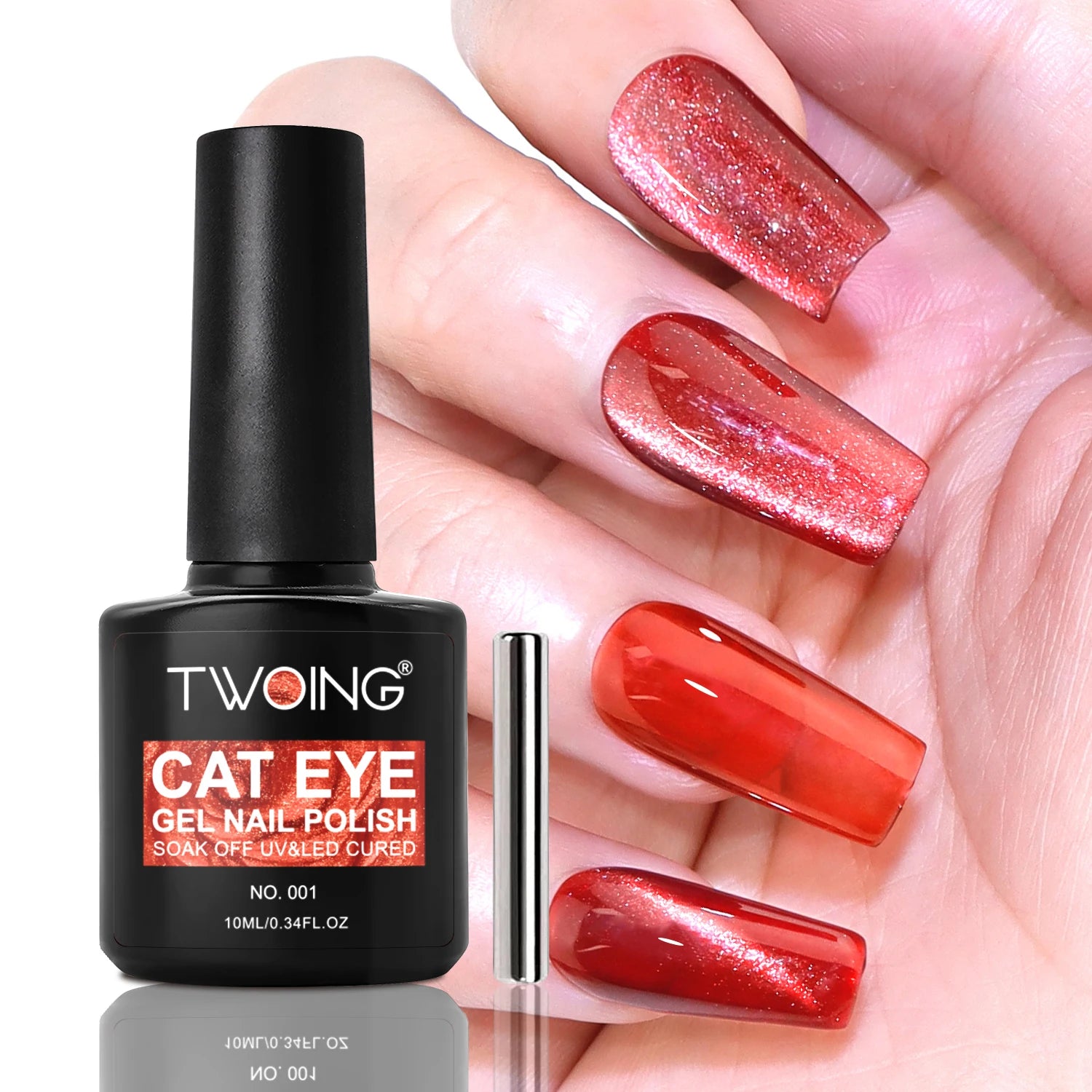 TWOING Cat Eye Gel Nail Polish 10ml, Magnetic UV LED Soak Off Gel Polish, Shimmer Glitter Long-Lasting Salon DIY Nail Art Peaceful Pleasures Health and Wellness 001